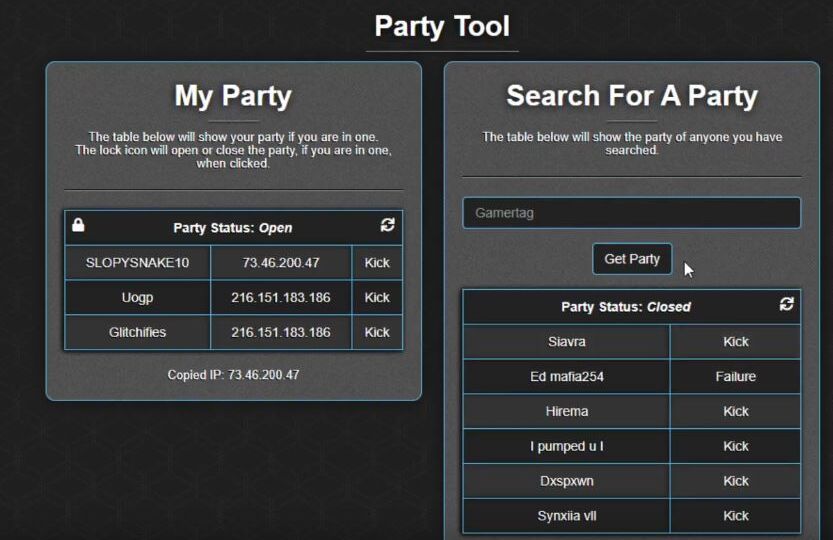t3s ip puller and xbox party kicker